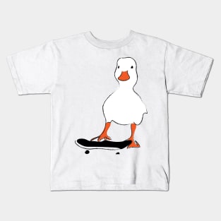 skateboarding white duck Kids T-Shirt